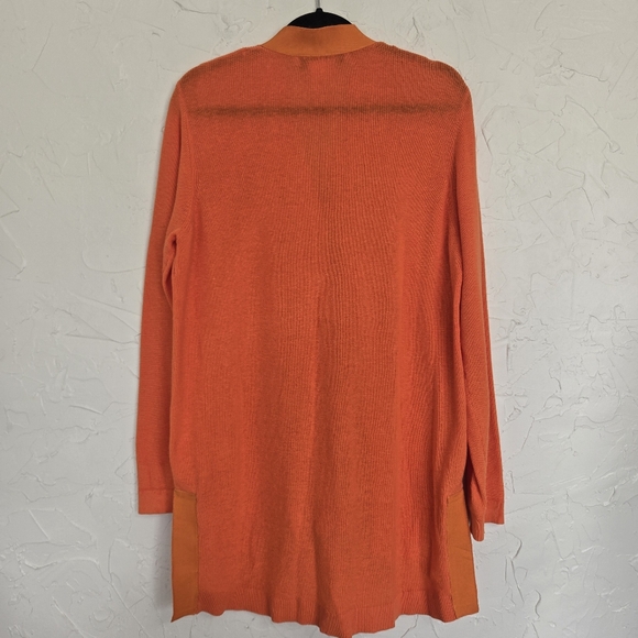 Gretchen Scott Orange Grosgrain Heaven Gold Button Cardigan, L - Picture 9 of 15